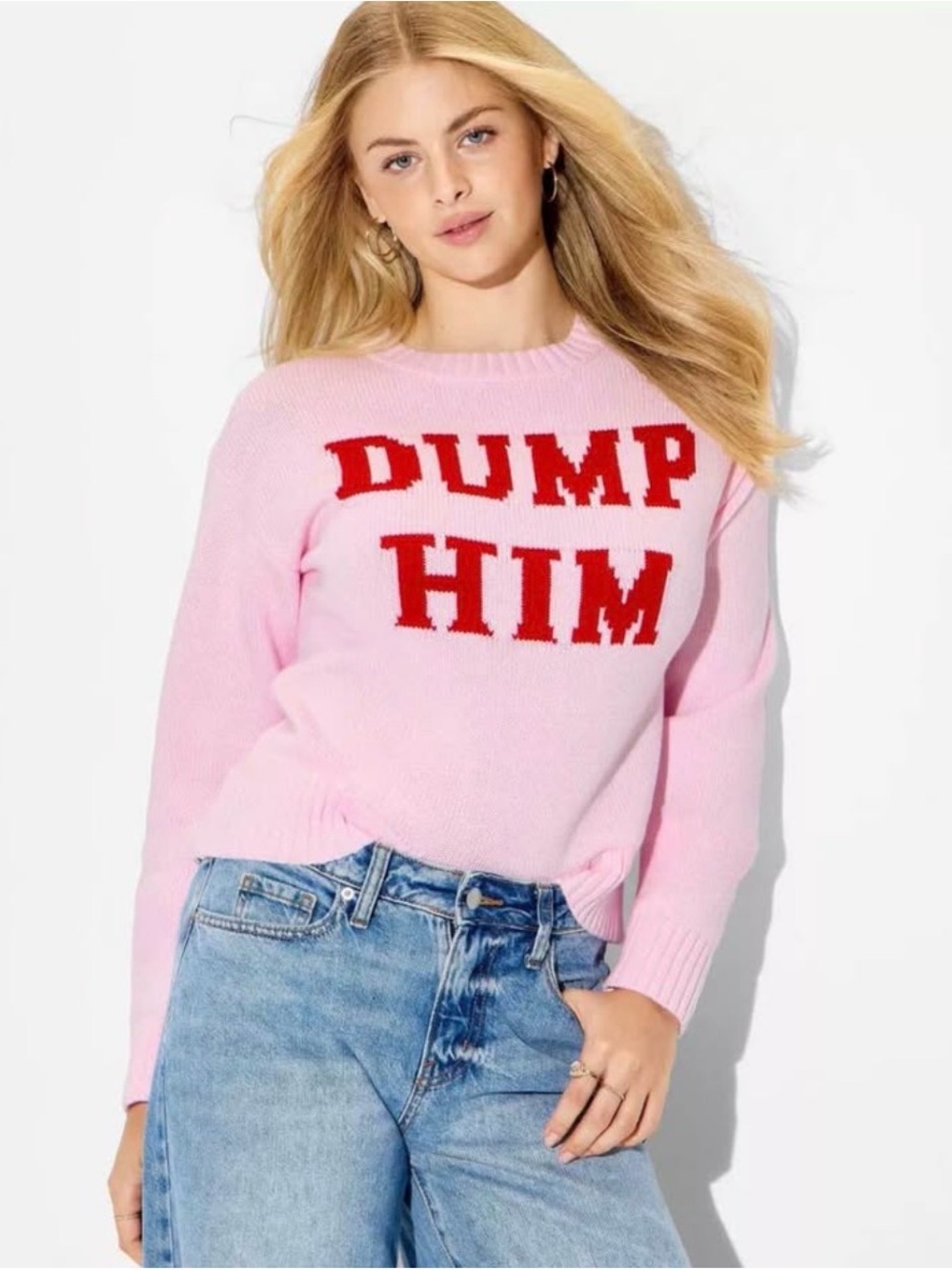 Pink “DUMP HIM" Crewneck Sweater